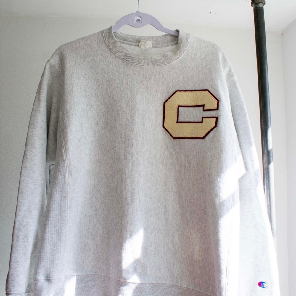 Champion Reverse Weave Crewneck Gray Medium – Stitched Big C Logo